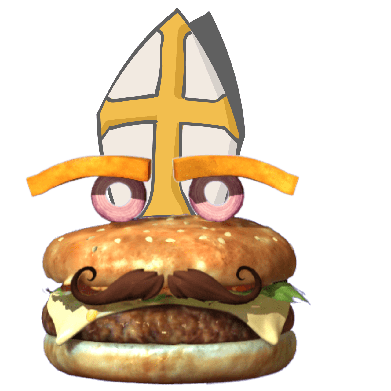 Tommy the Hamburger in papal church form